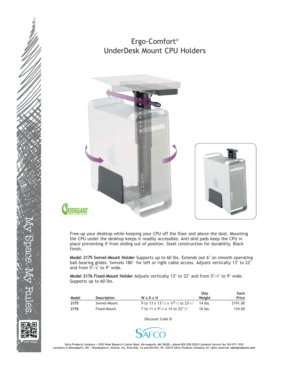 Safco 2176 User Manual | 1 page
