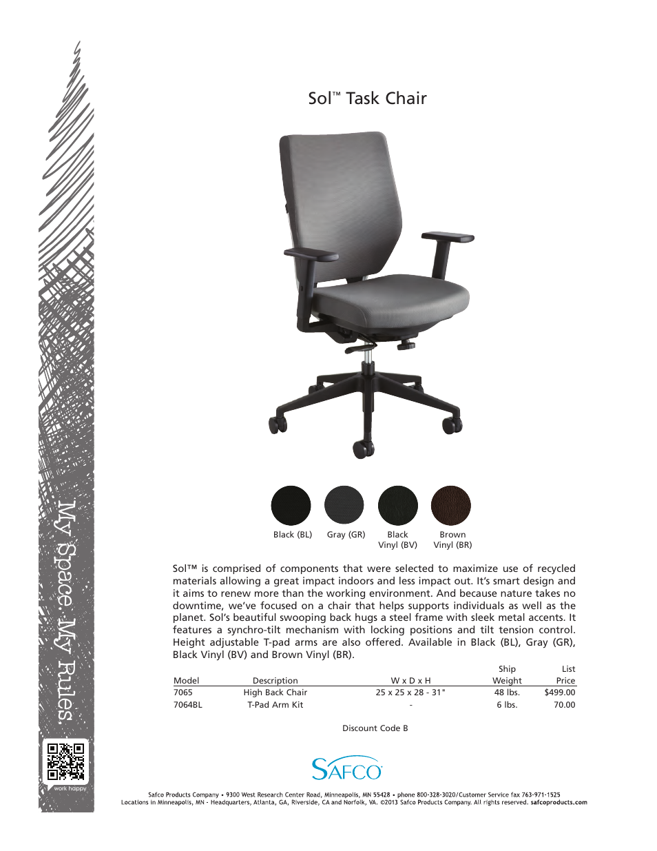 Safco 7065GR User Manual | 1 page