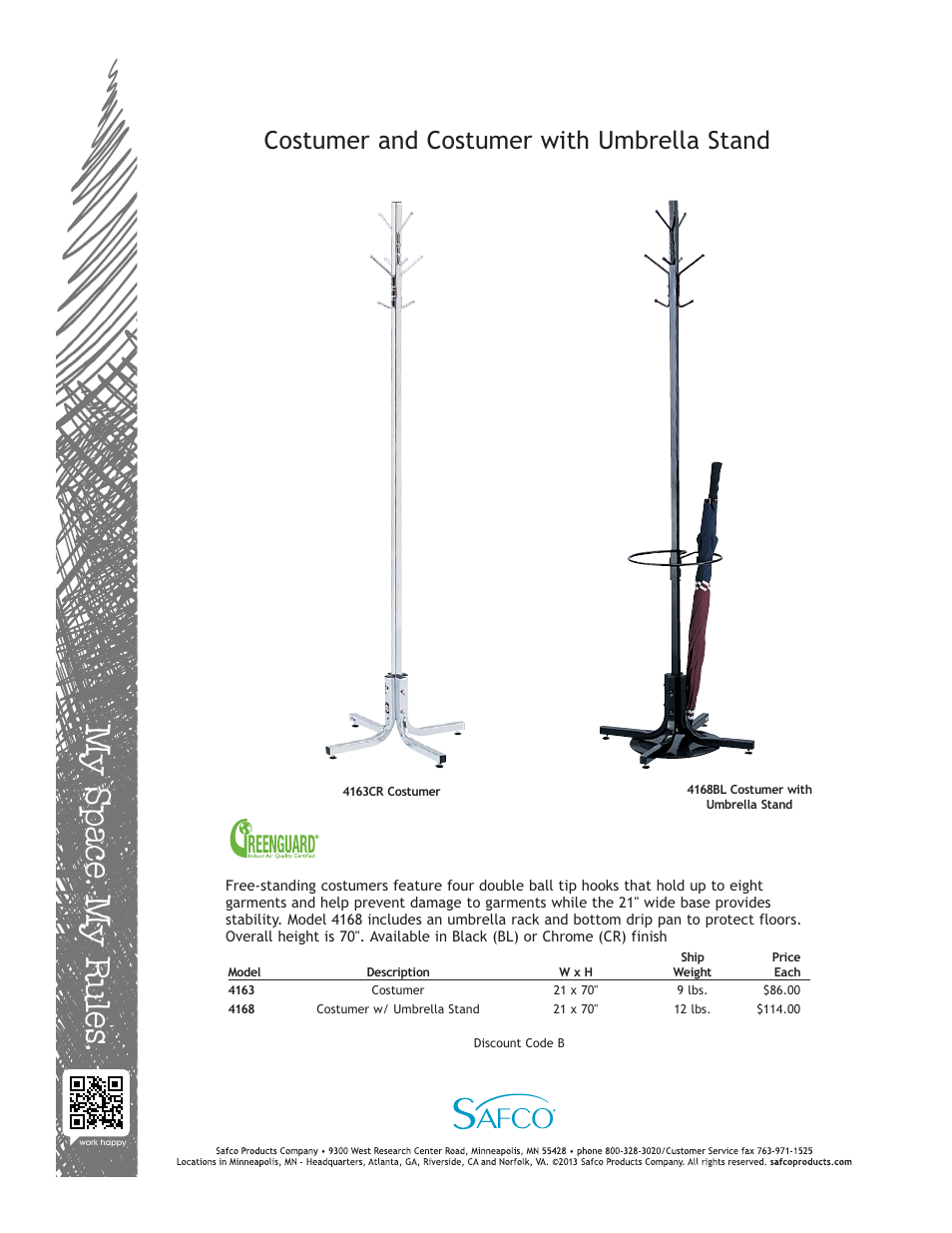 Safco 4168CR User Manual | 1 page