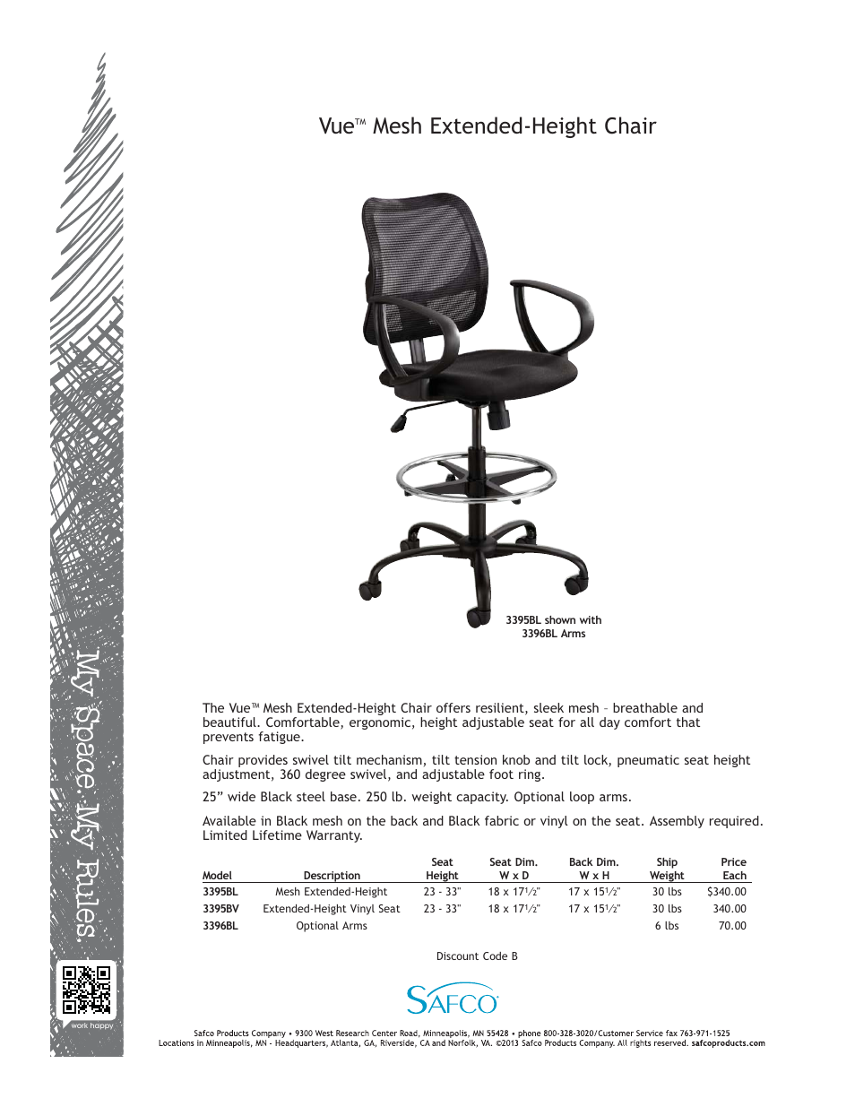 Safco 3396BL User Manual | 1 page