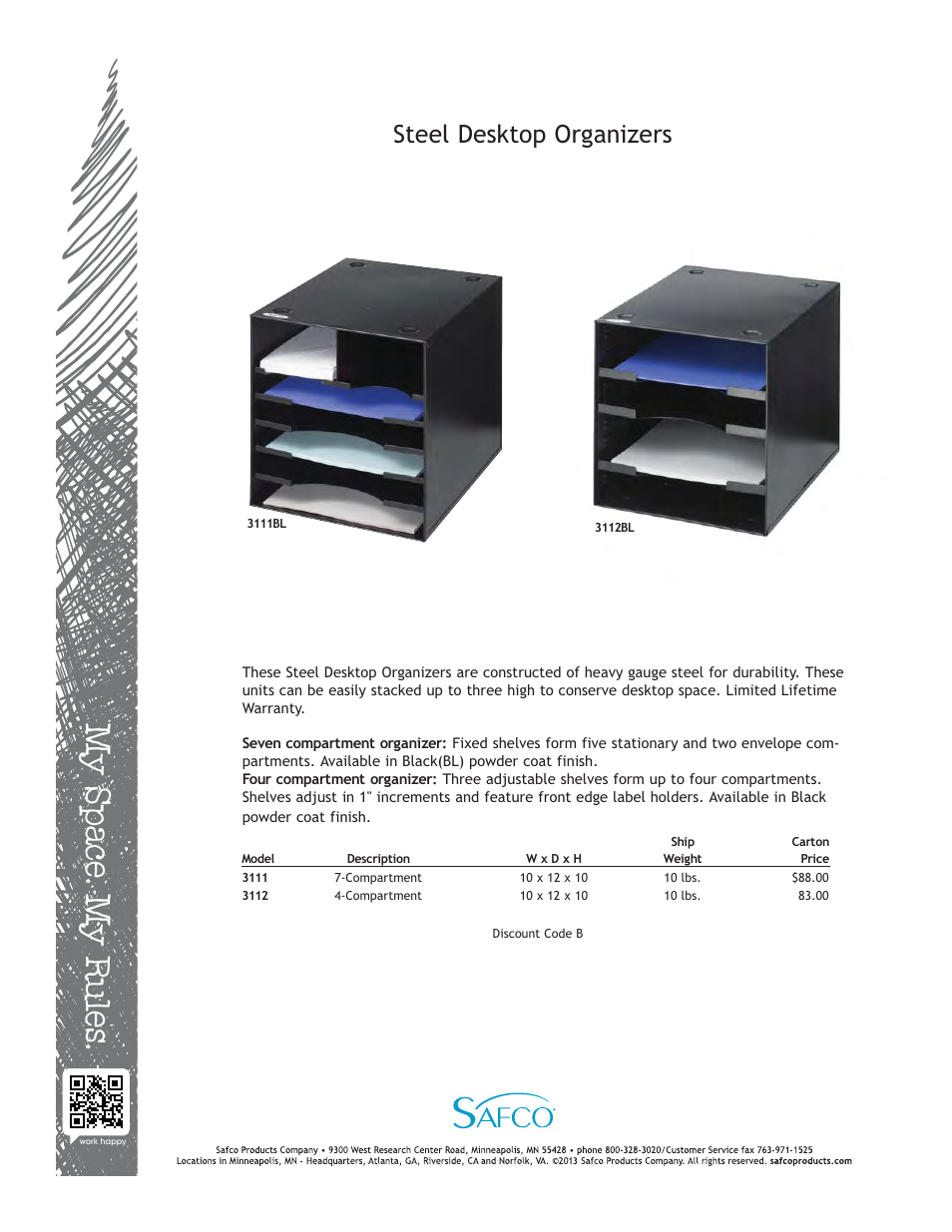 Safco 3112BL User Manual | 1 page