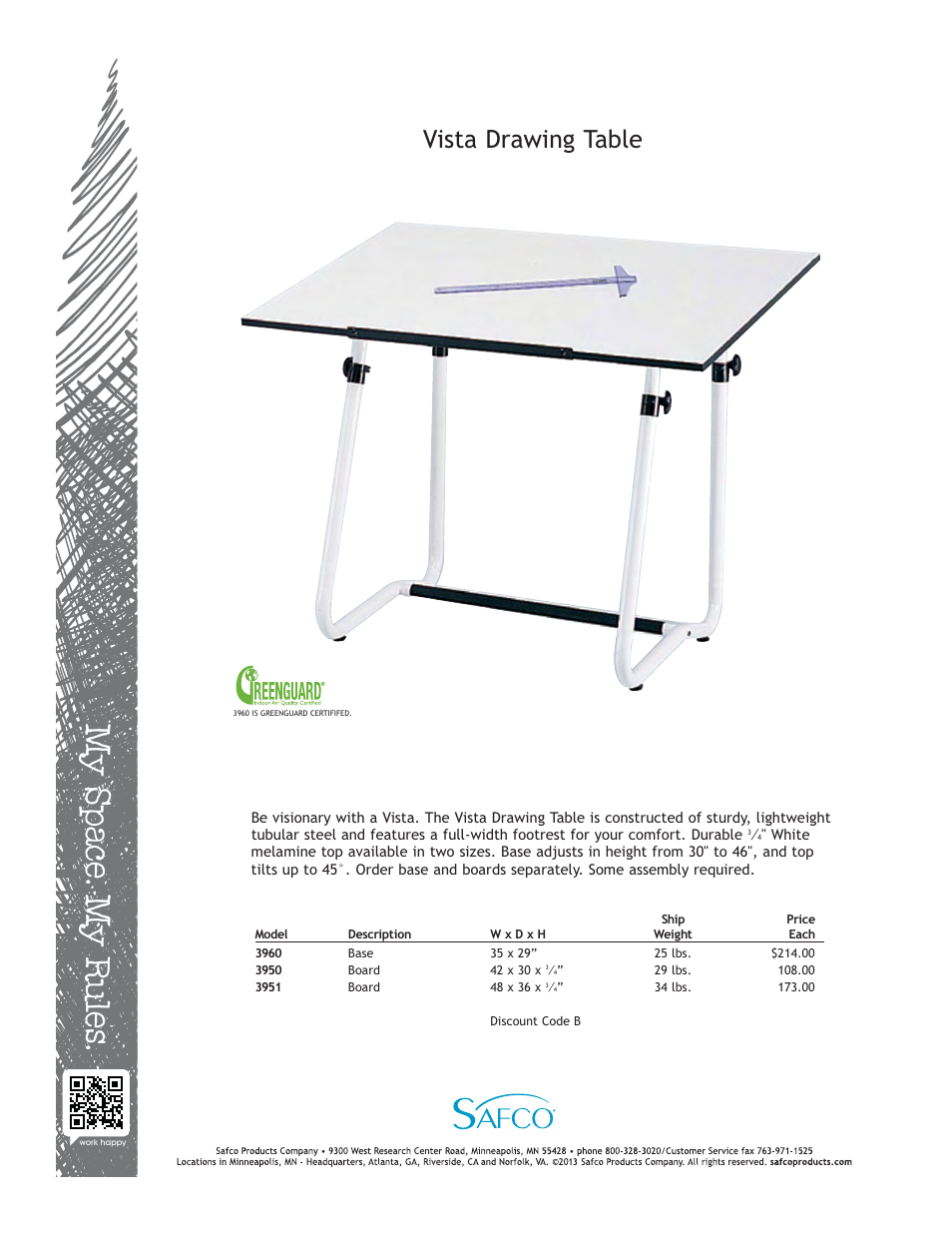 Safco 3960 User Manual | 1 page