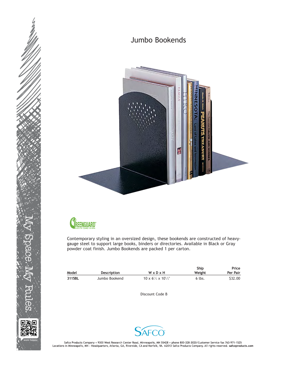 Safco 3115BL User Manual | 1 page