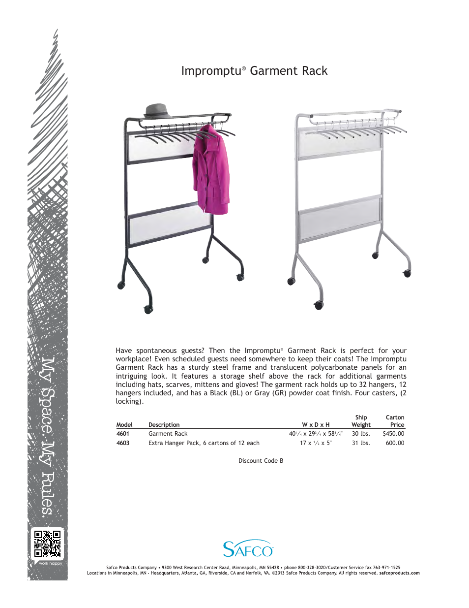Safco 4601GR User Manual | 1 page