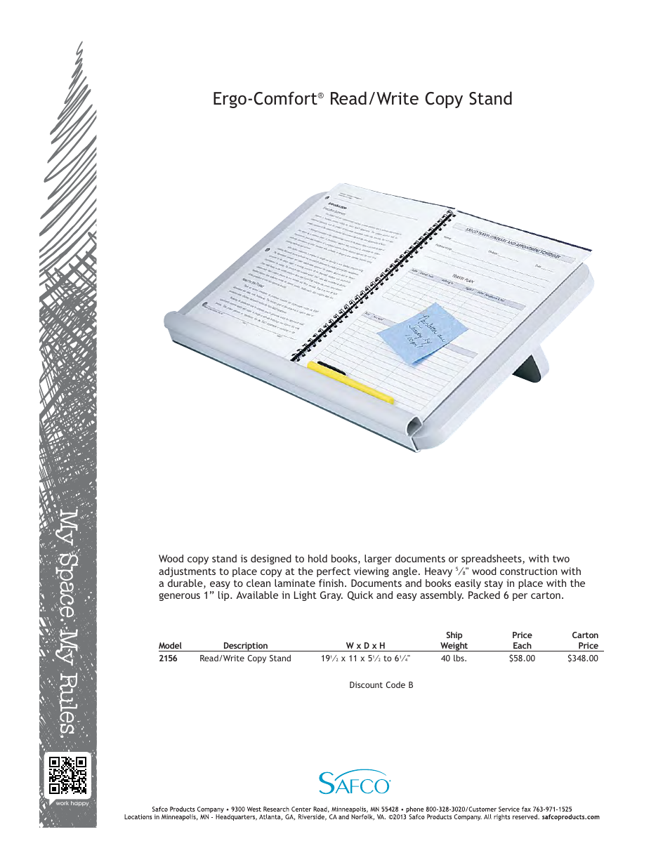 Safco 2156 User Manual | 1 page