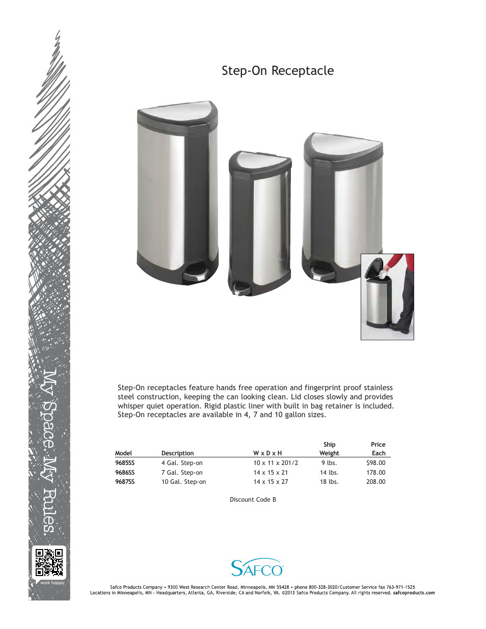 Safco 9687SS User Manual | 1 page