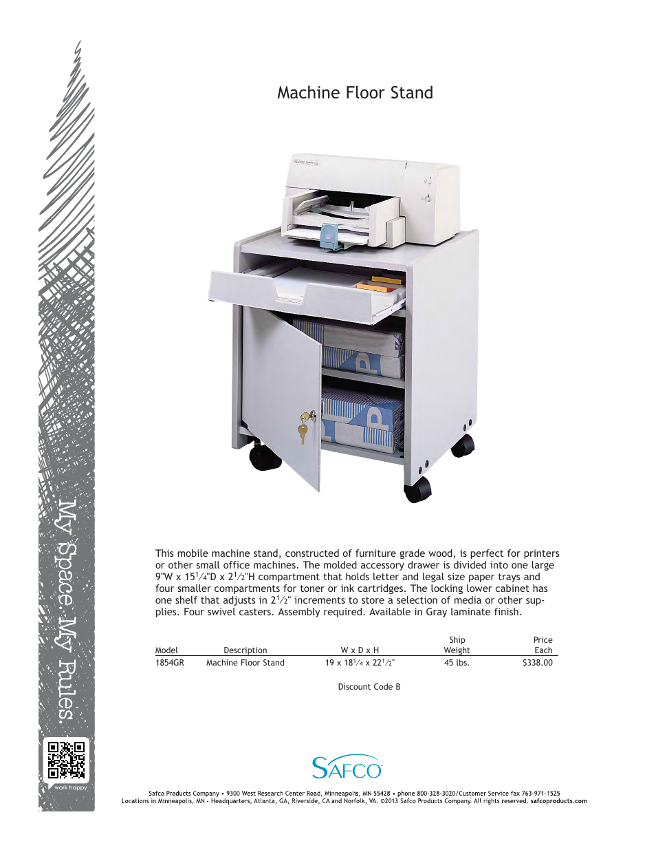 Safco 1854GR User Manual | 1 page