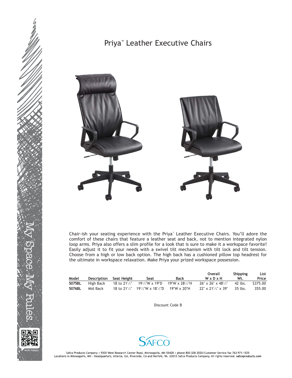 Safco 5076BL User Manual | 1 page