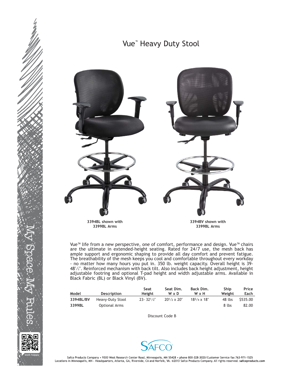 Safco 3394BV User Manual | 1 page