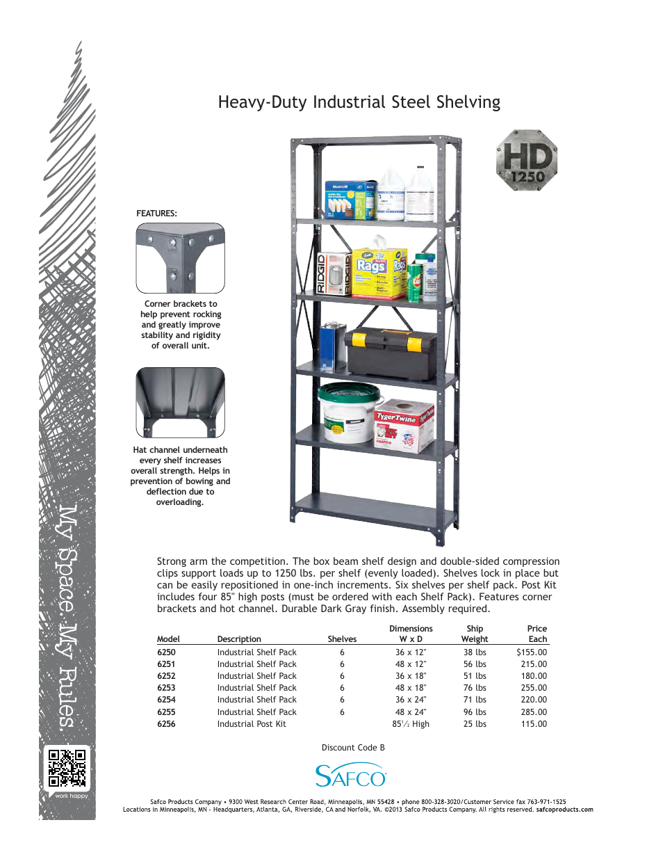 Safco 6256 User Manual | 1 page