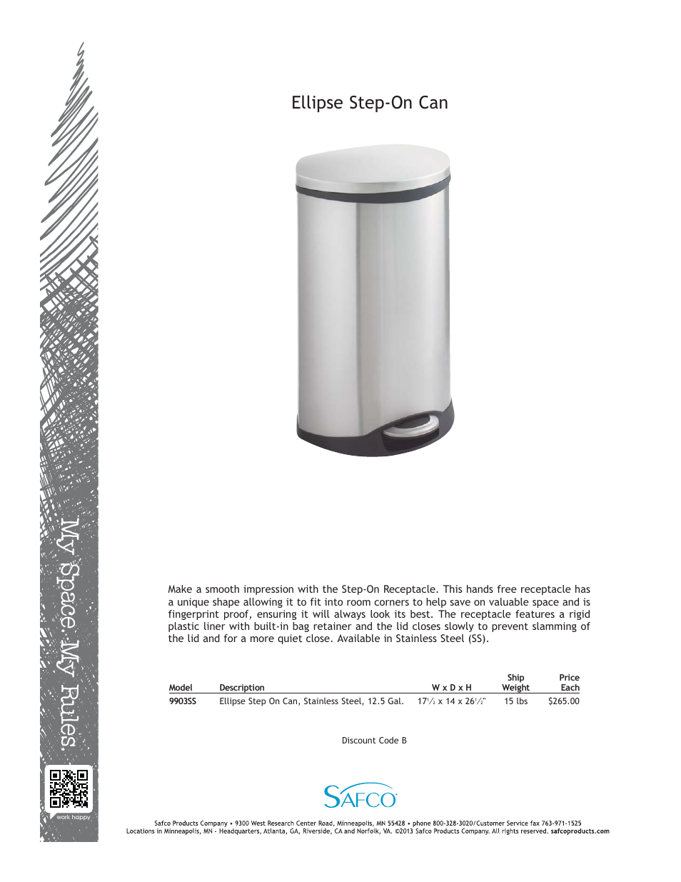 Safco 9903SS User Manual | 1 page