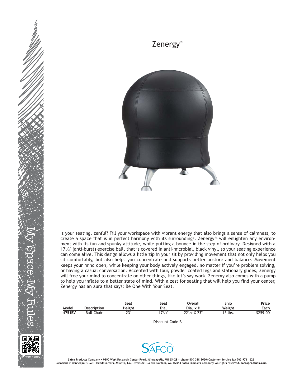 Safco 4751BV User Manual | 1 page