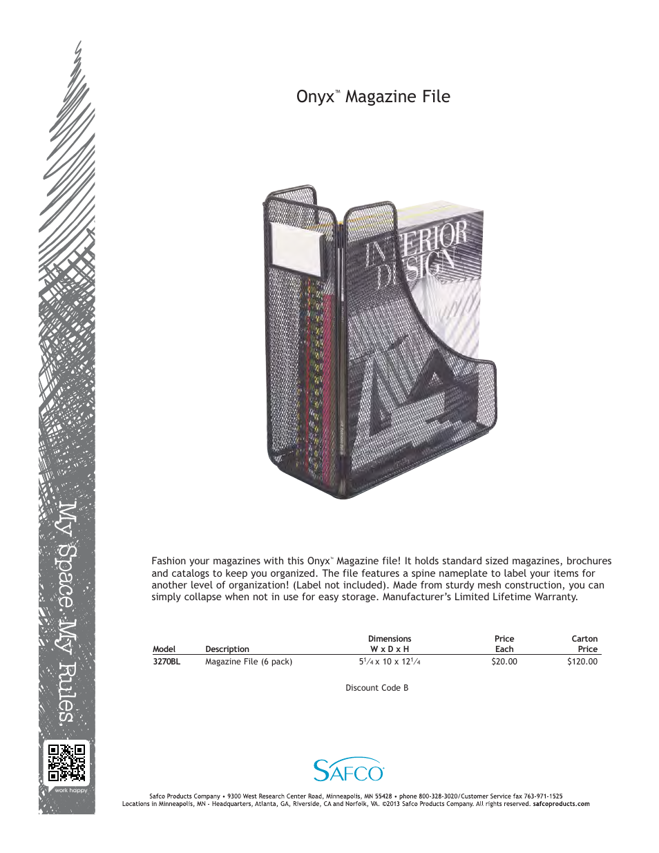 Safco 3270BL User Manual | 1 page