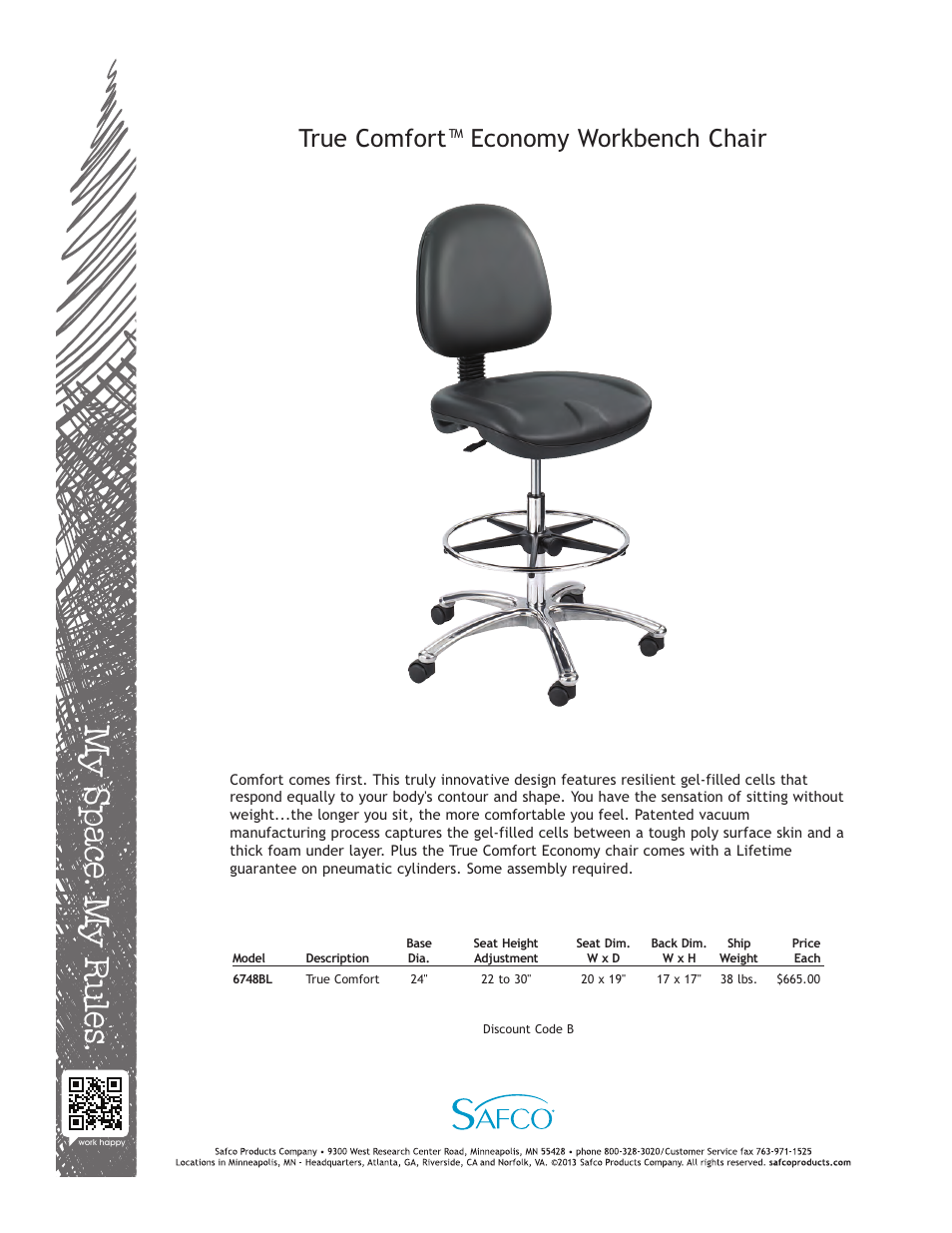 Safco 6748BL User Manual | 1 page