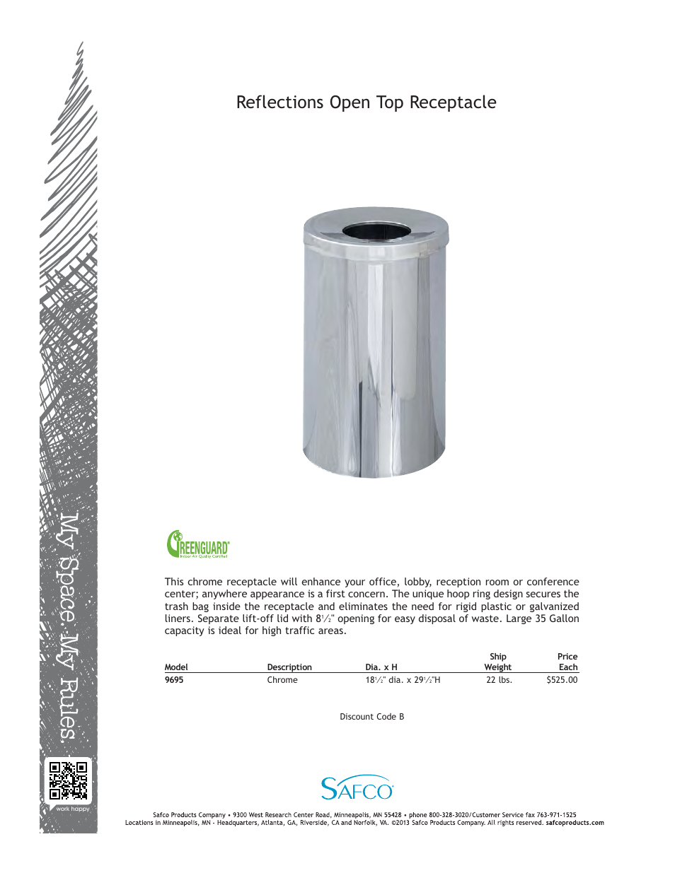Safco 9695 User Manual | 1 page