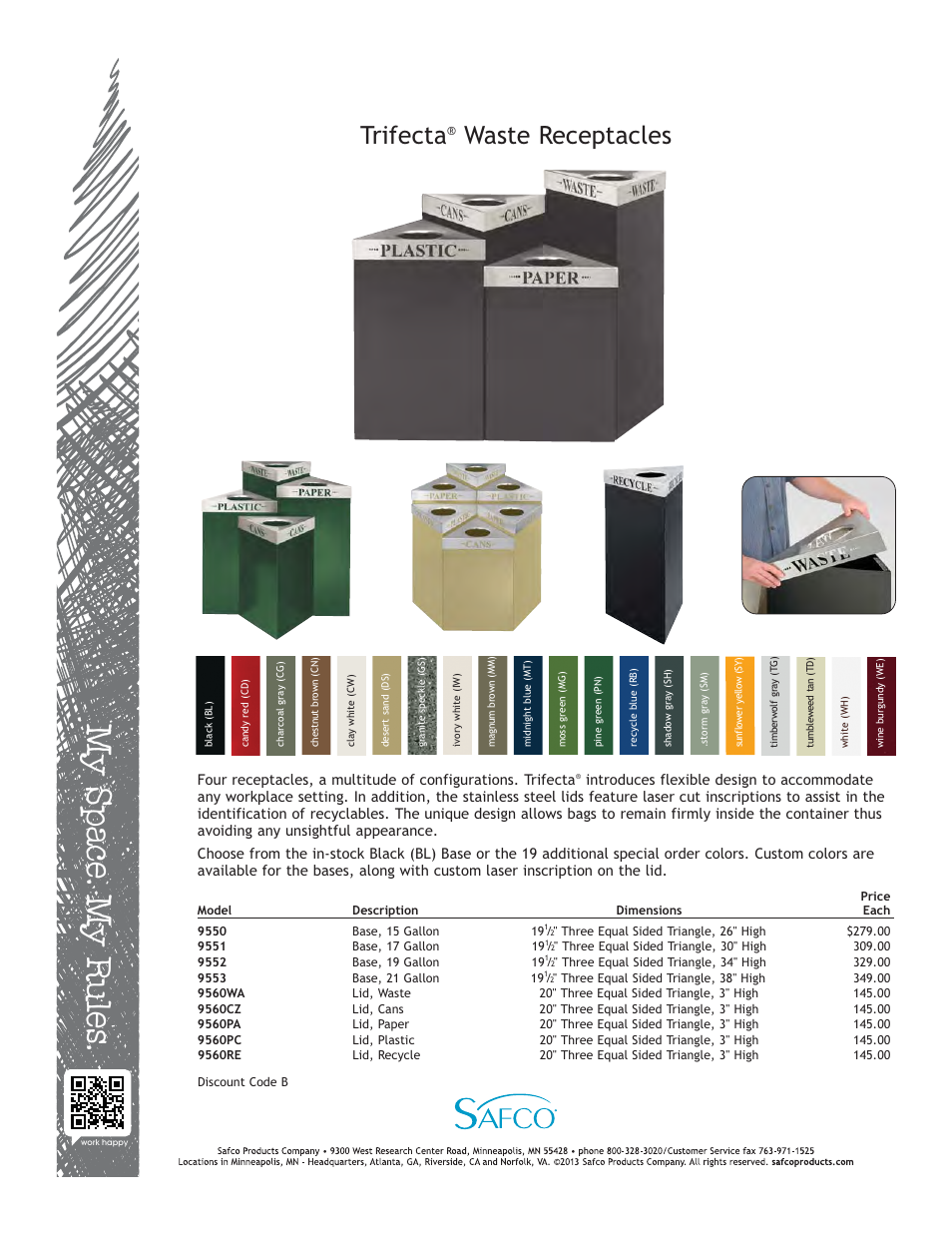 Safco 9560WA User Manual | 1 page