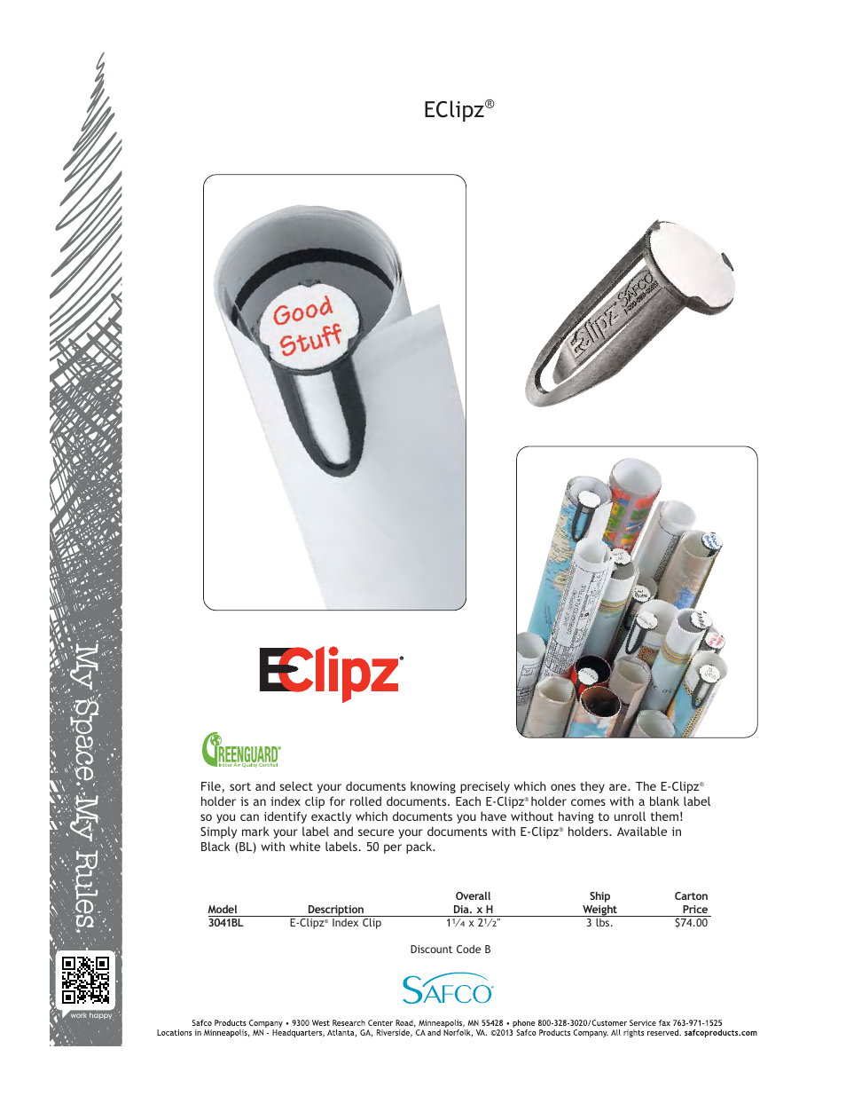 Safco 3041BL User Manual | 1 page