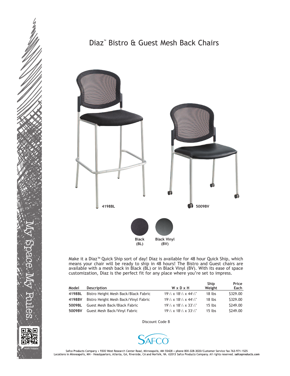 Safco 5009BV User Manual | 1 page