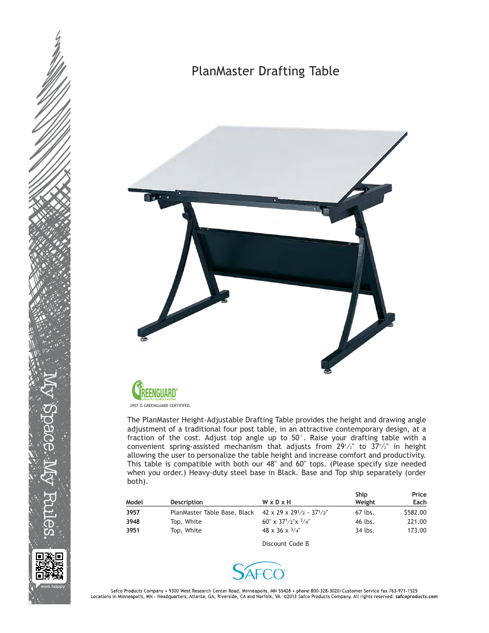 Safco 3957 User Manual | 1 page