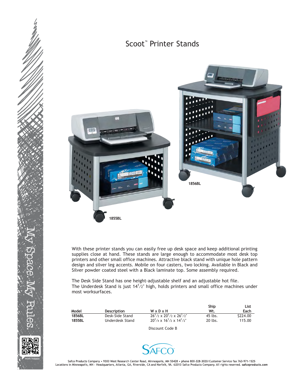 Safco 1856BL User Manual | 1 page