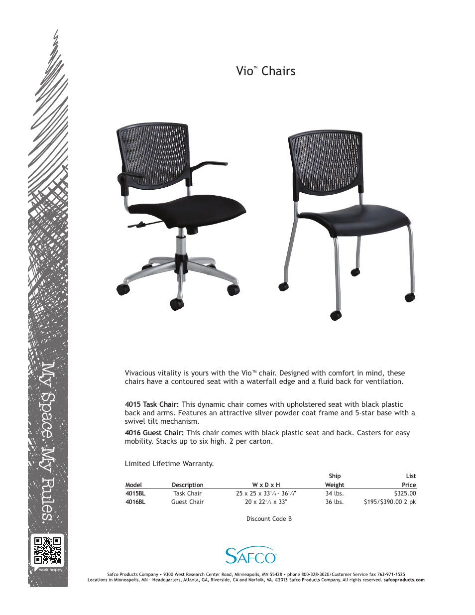 Safco 4016BL User Manual | 1 page