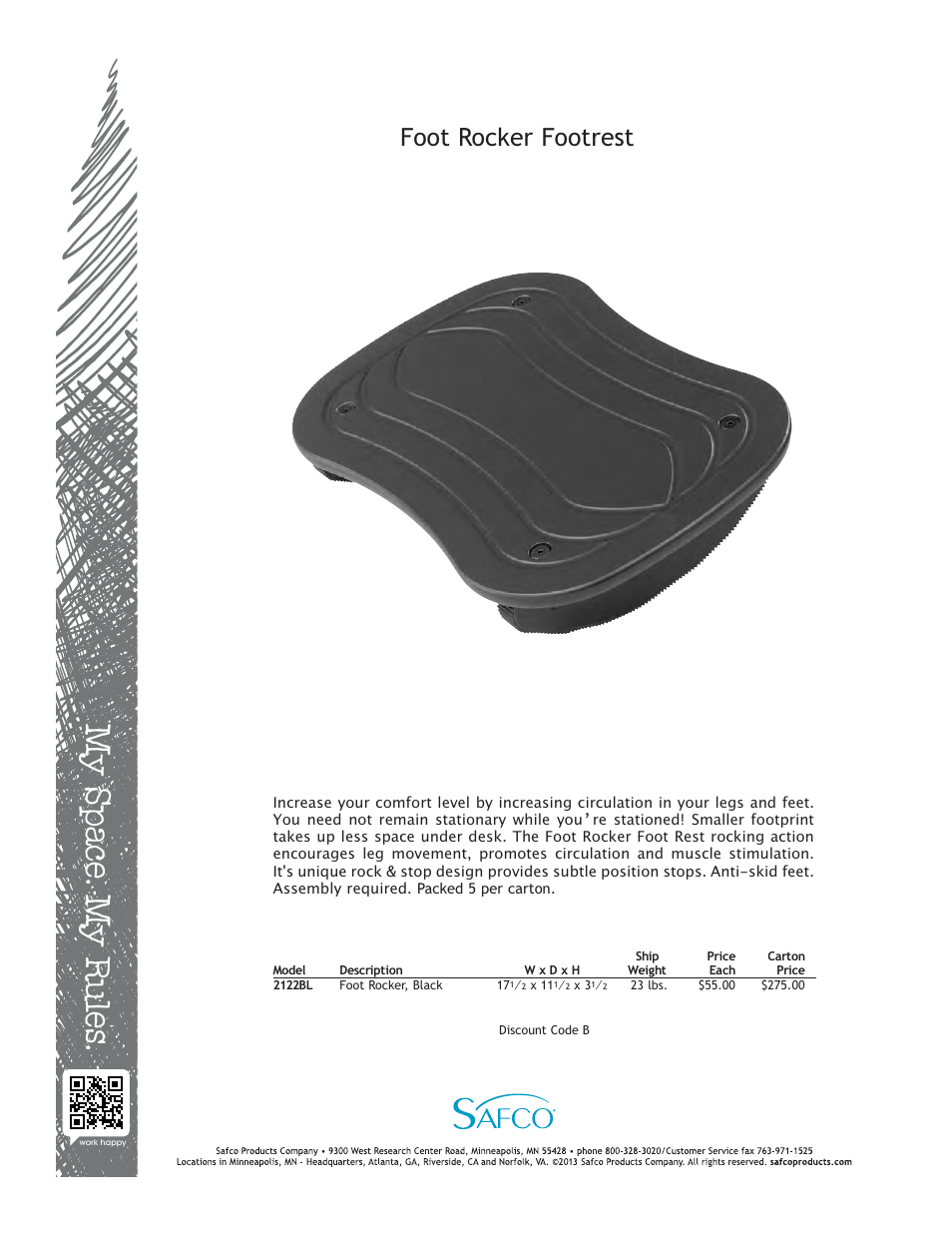 Safco 2122BL User Manual | 1 page