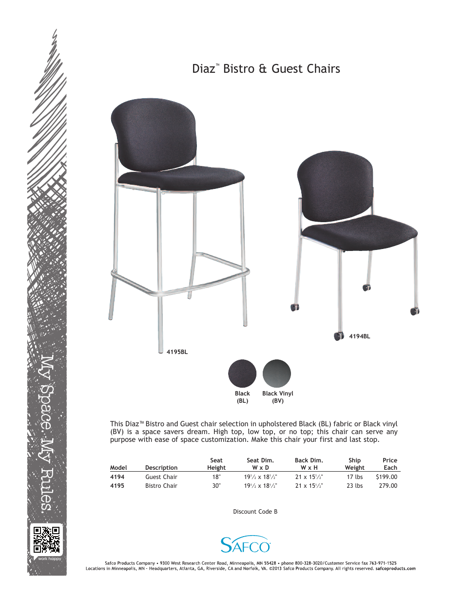 Safco 4195BV User Manual | 1 page