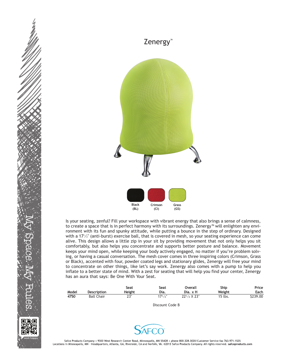 Safco 4750GS User Manual | 1 page