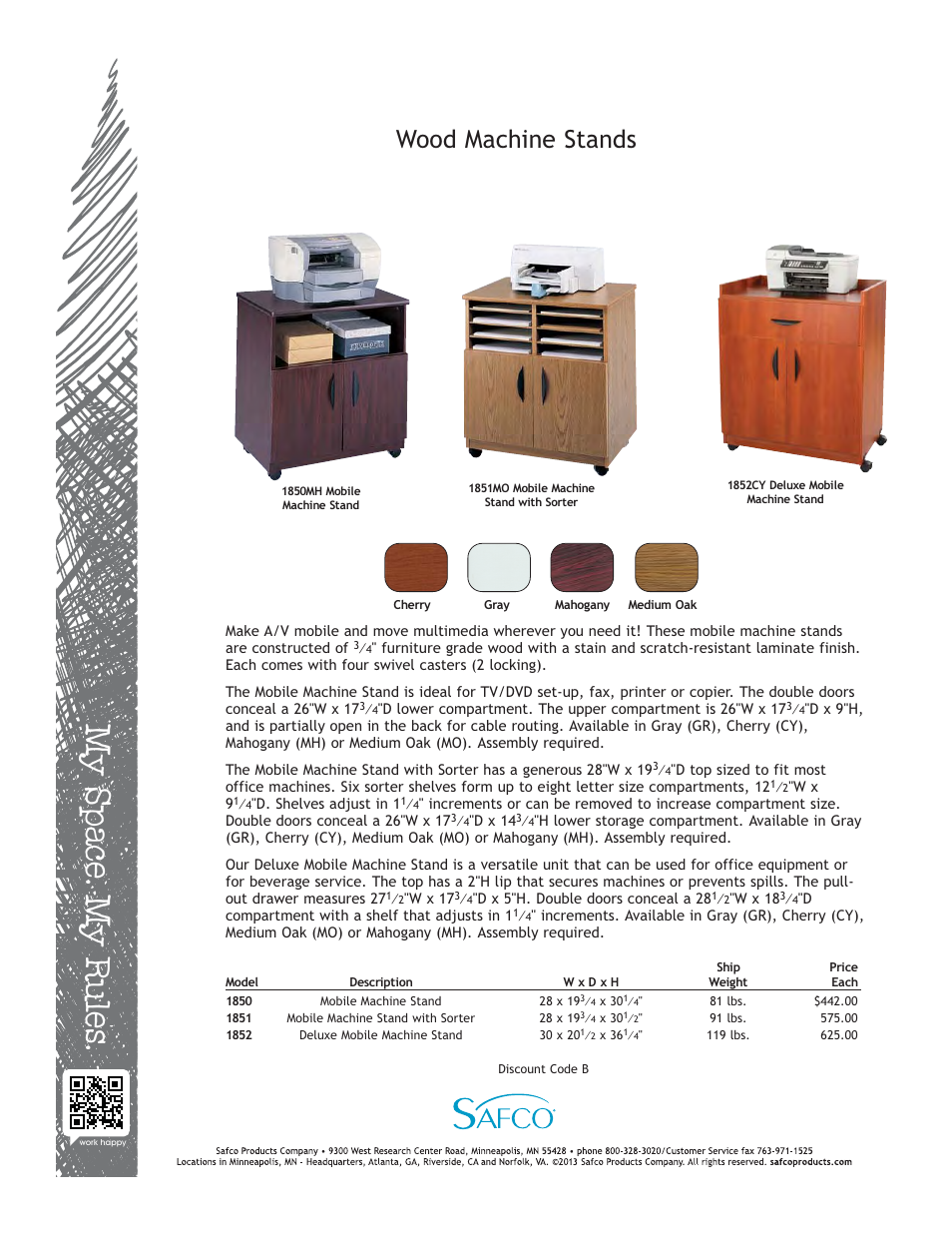 Safco 1852MO User Manual | 1 page