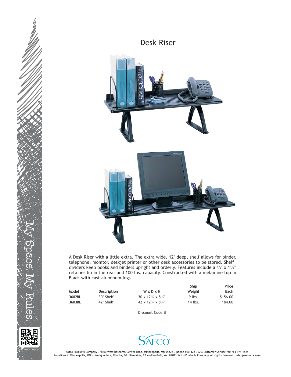 Safco 3603BL User Manual | 1 page