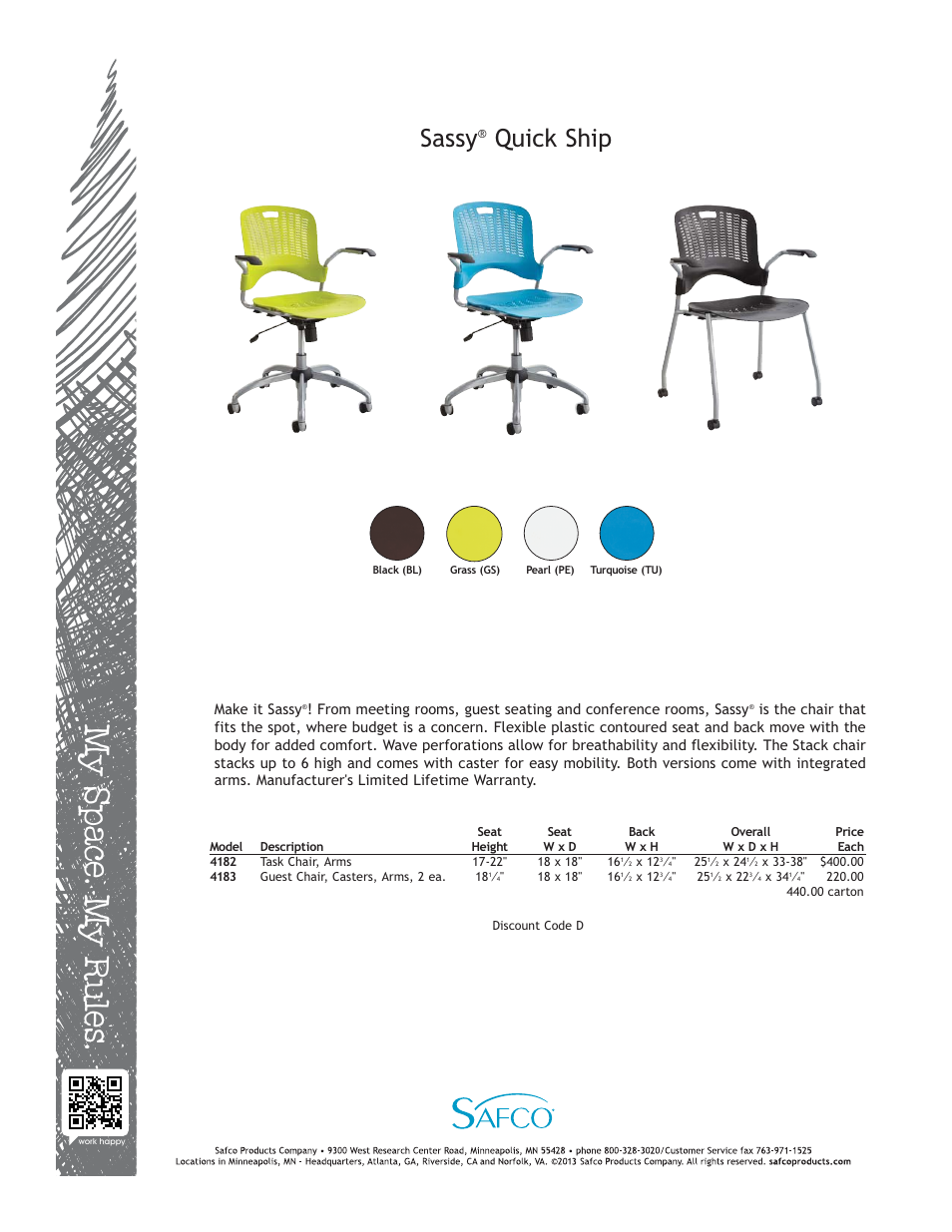 Safco 4183PE User Manual | 1 page