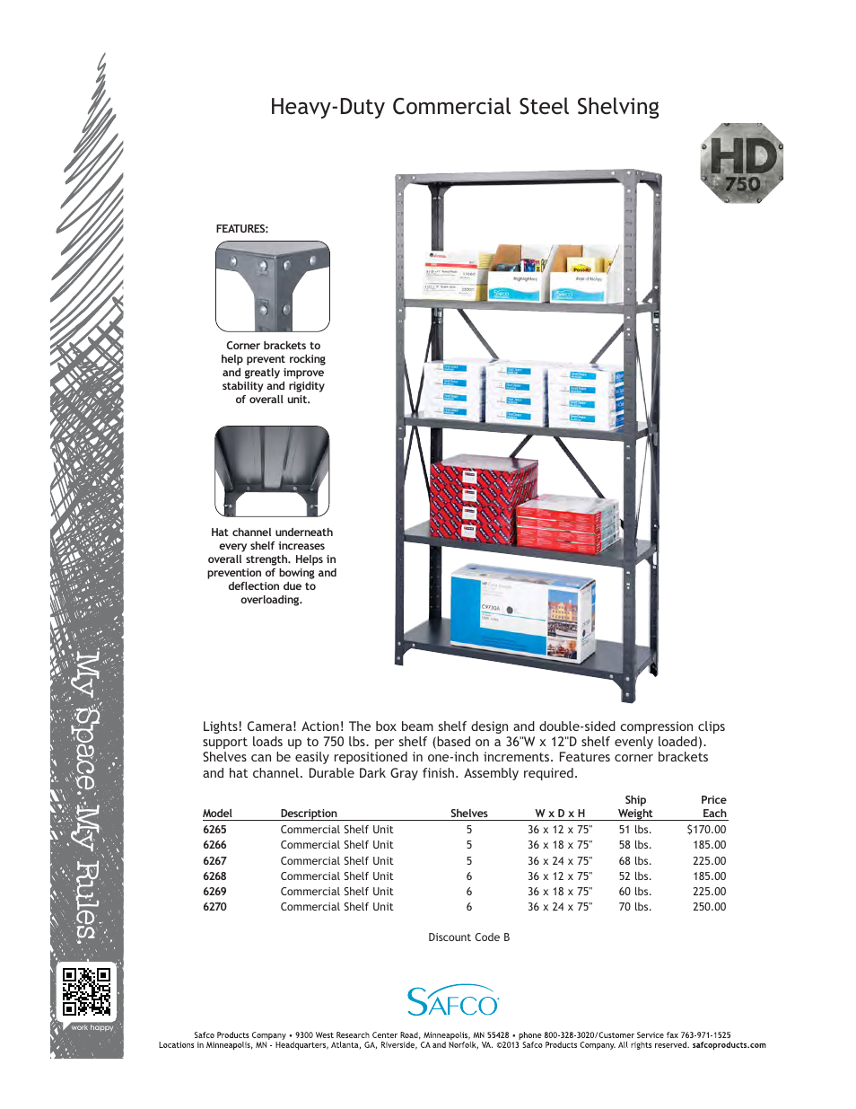 Safco 6270 User Manual | 1 page