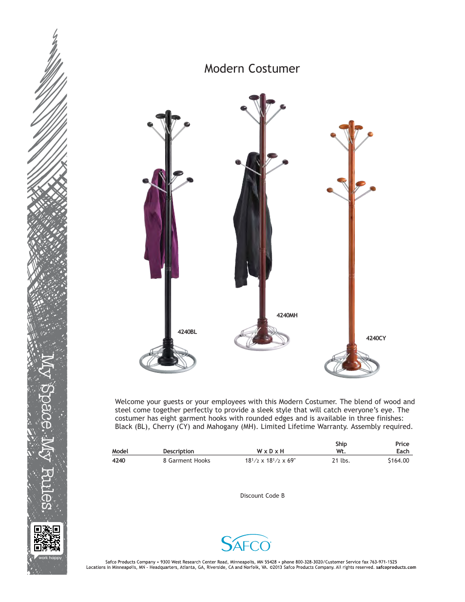 Safco 4240BL User Manual | 1 page