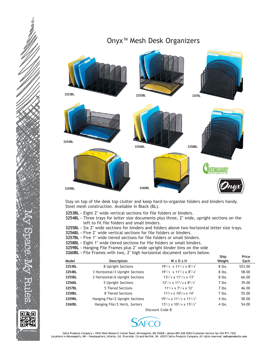 Safco 3260BL User Manual | 1 page