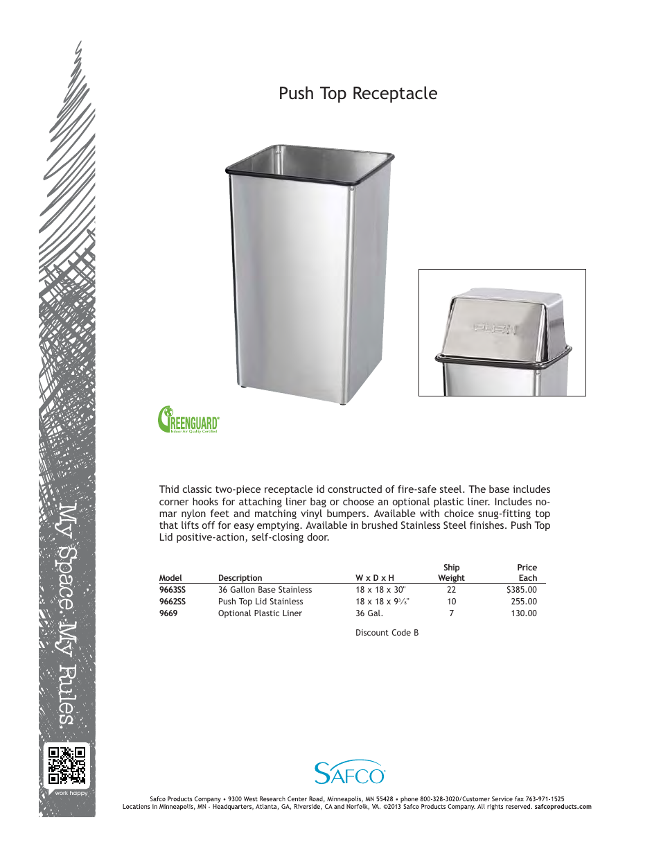 Safco 9669 User Manual | 1 page