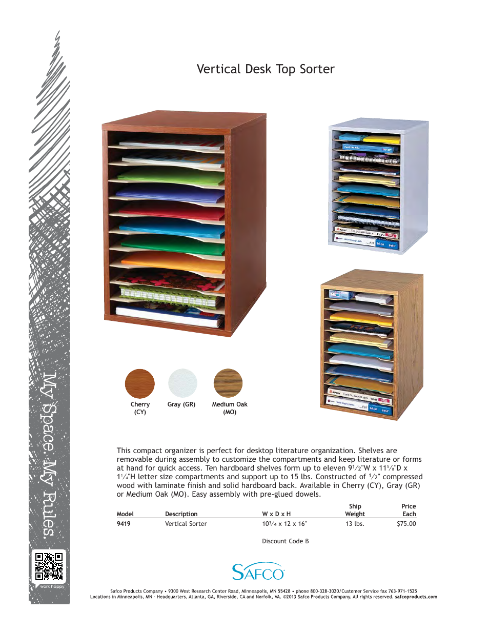 Safco 9419MO User Manual | 1 page