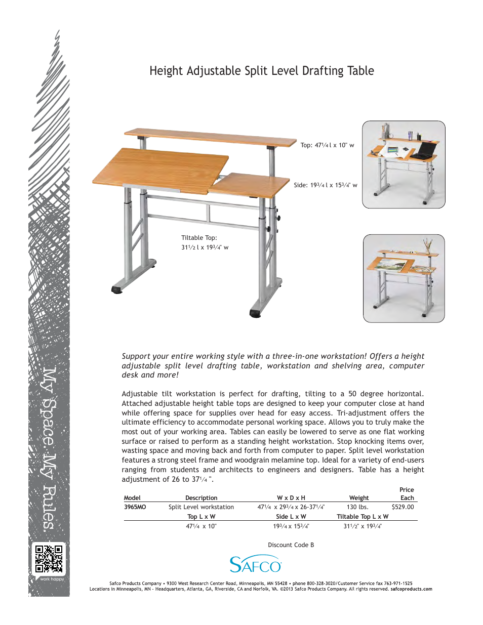 Safco 3965MO User Manual | 1 page