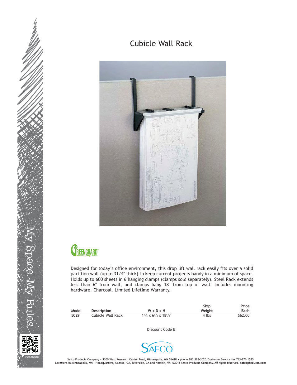 Safco 5029 User Manual | 1 page