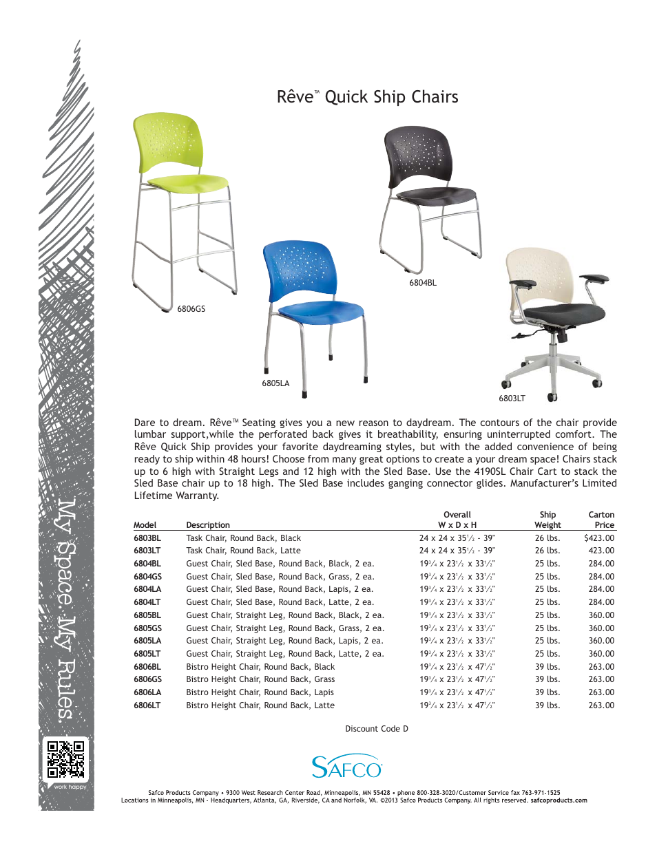 Safco 6805LT User Manual | 1 page