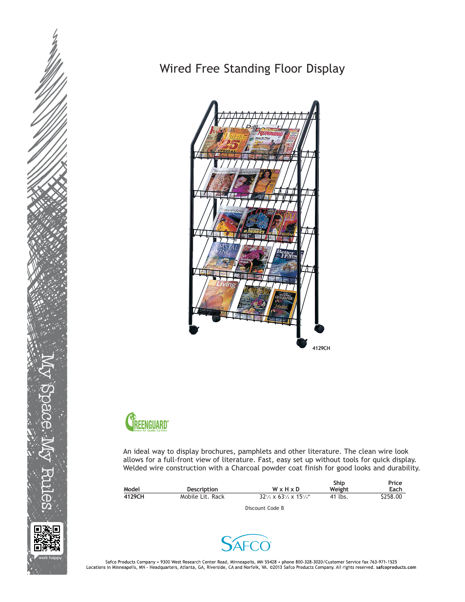 Safco 4129CH User Manual | 1 page