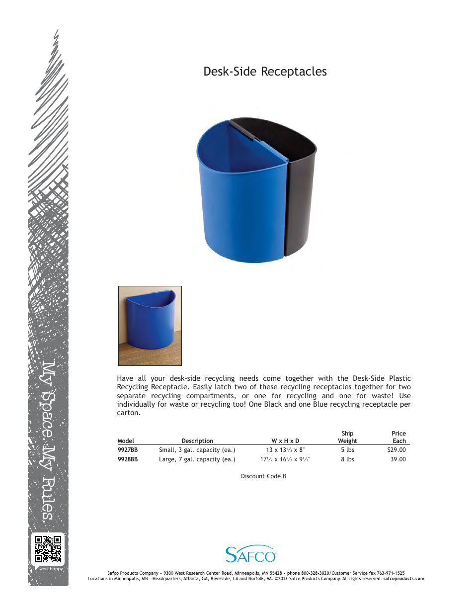 Safco 9928BB User Manual | 1 page