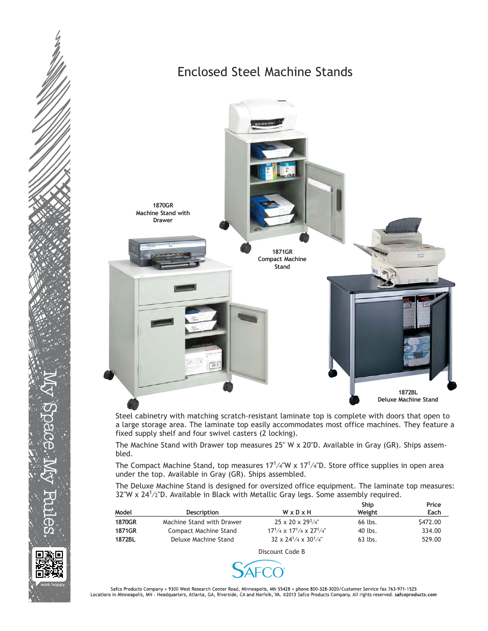 Safco 1872BL User Manual | 1 page