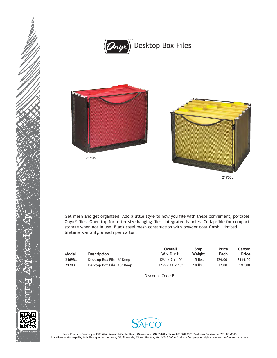 Safco 2169BL User Manual | 1 page