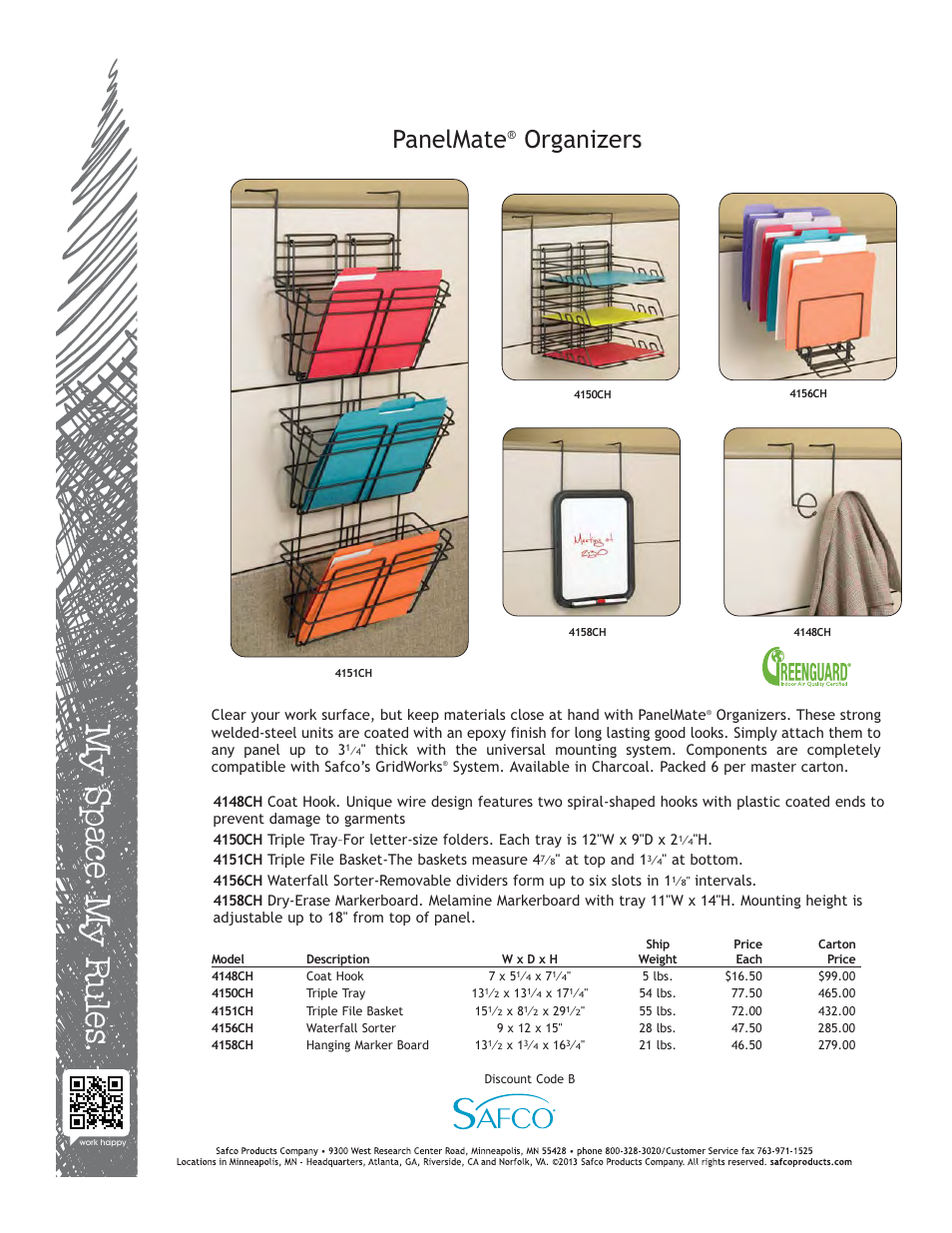 Safco 4158CH User Manual | 1 page