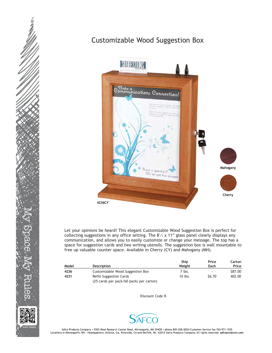 Safco 4236CY User Manual | 1 page