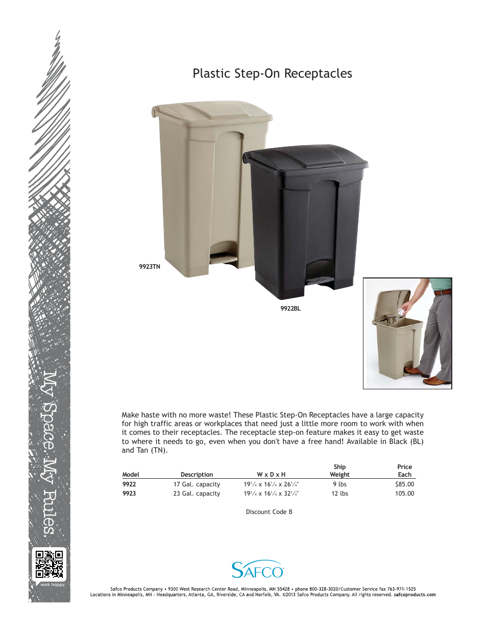 Safco 9923TN User Manual | 1 page