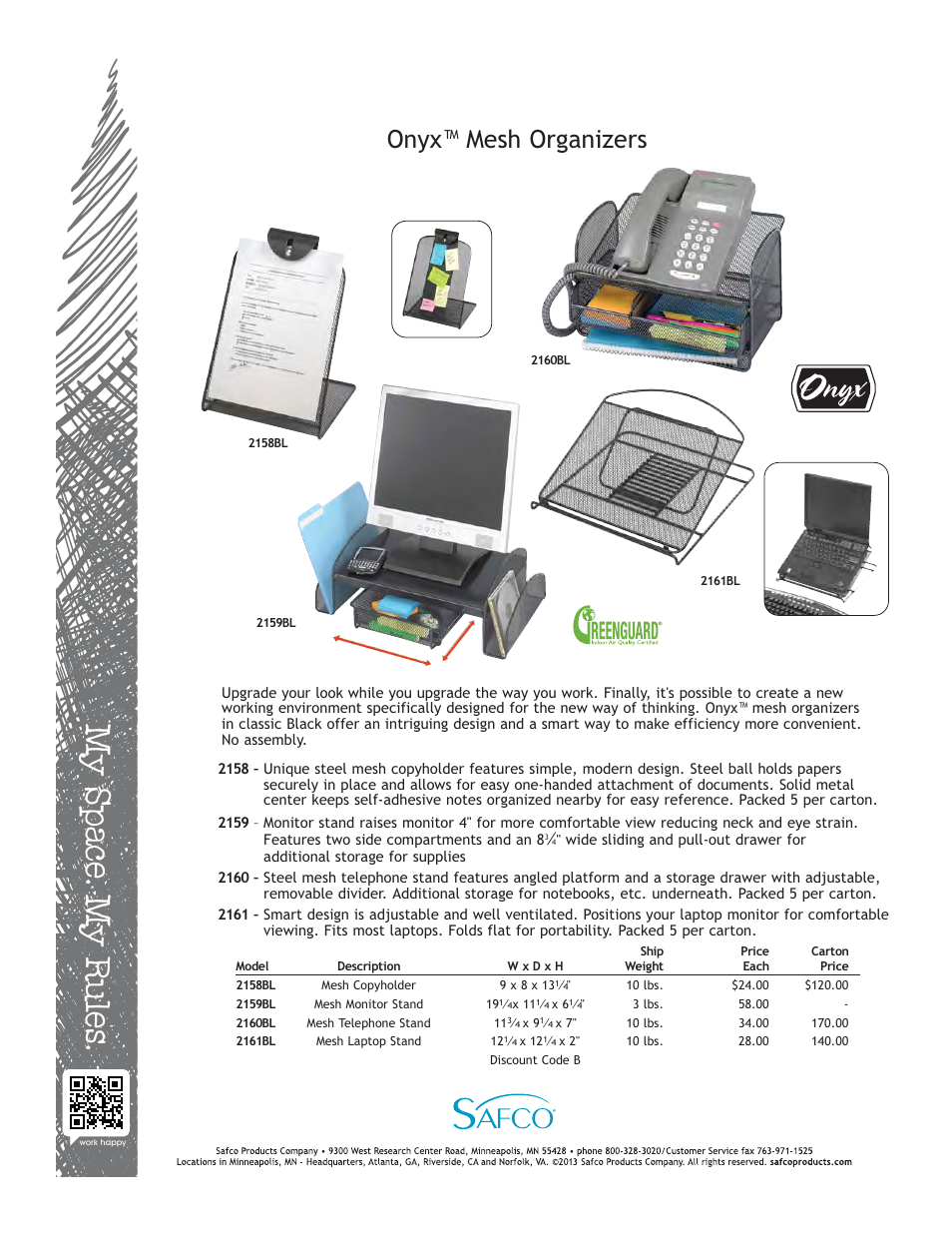Safco 2161BL User Manual | 1 page