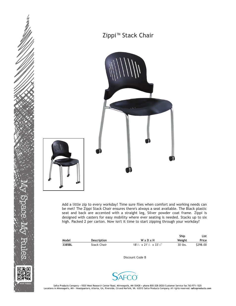 Safco 3385BL User Manual | 1 page