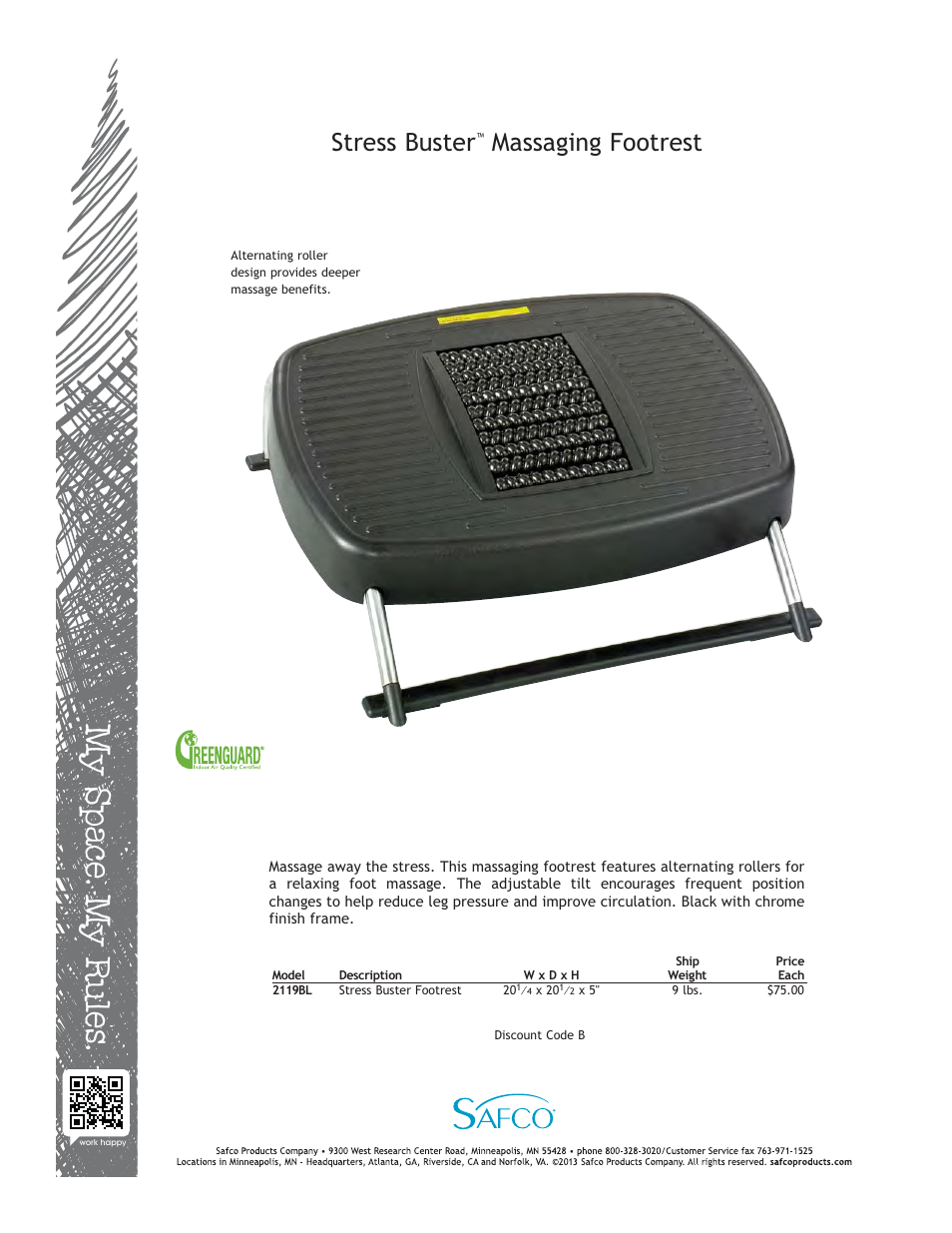 Safco 2119BL User Manual | 1 page