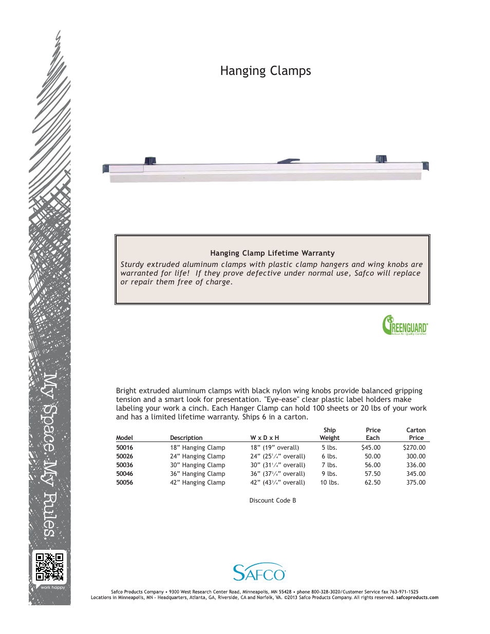 Safco 50056 User Manual | 1 page